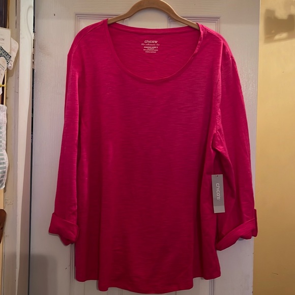 Chicos Cotton Top in Hot Pink - Picture 1 of 4